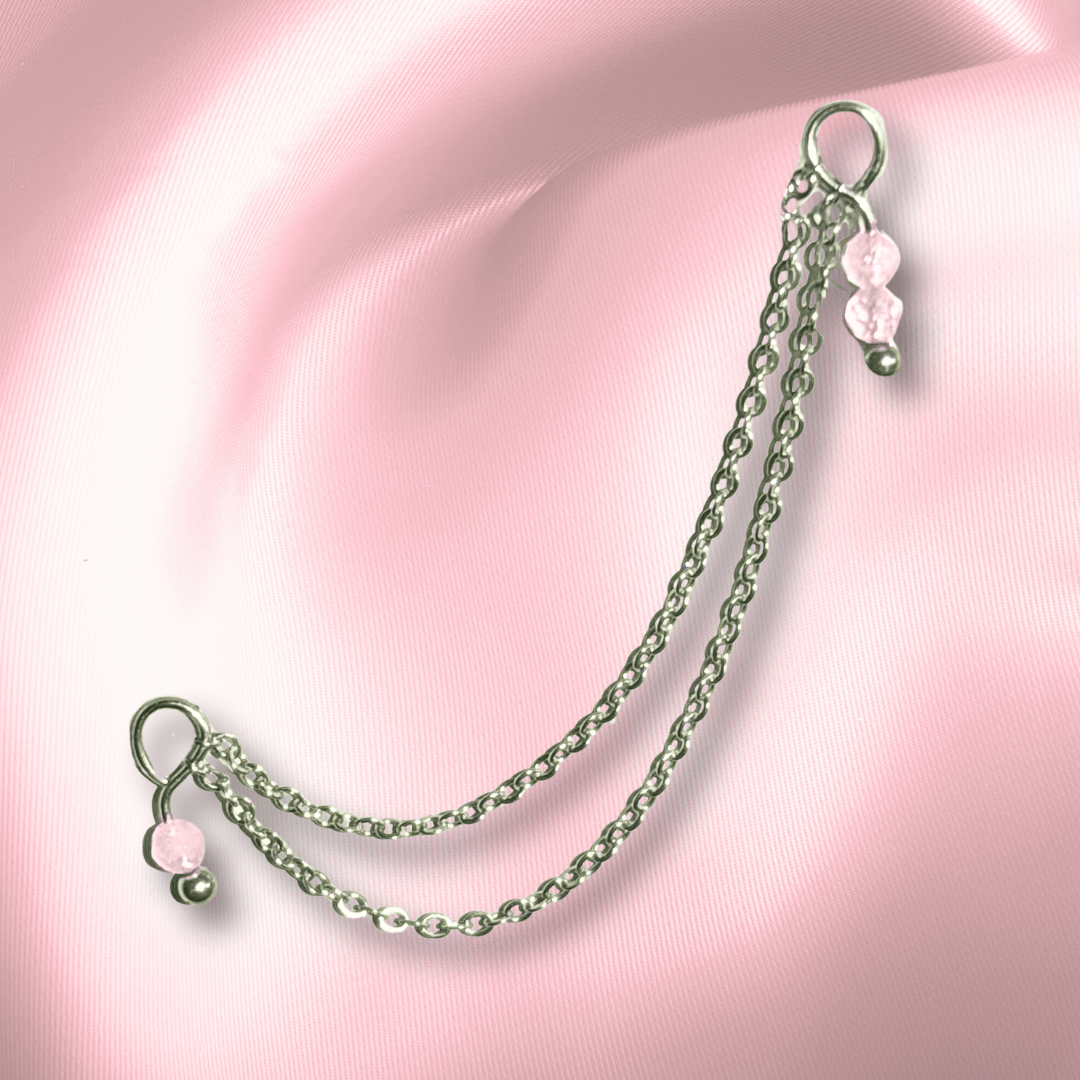 The Guide Crystals Rose Quartz Cordellia Chain Crystal Earring Charm