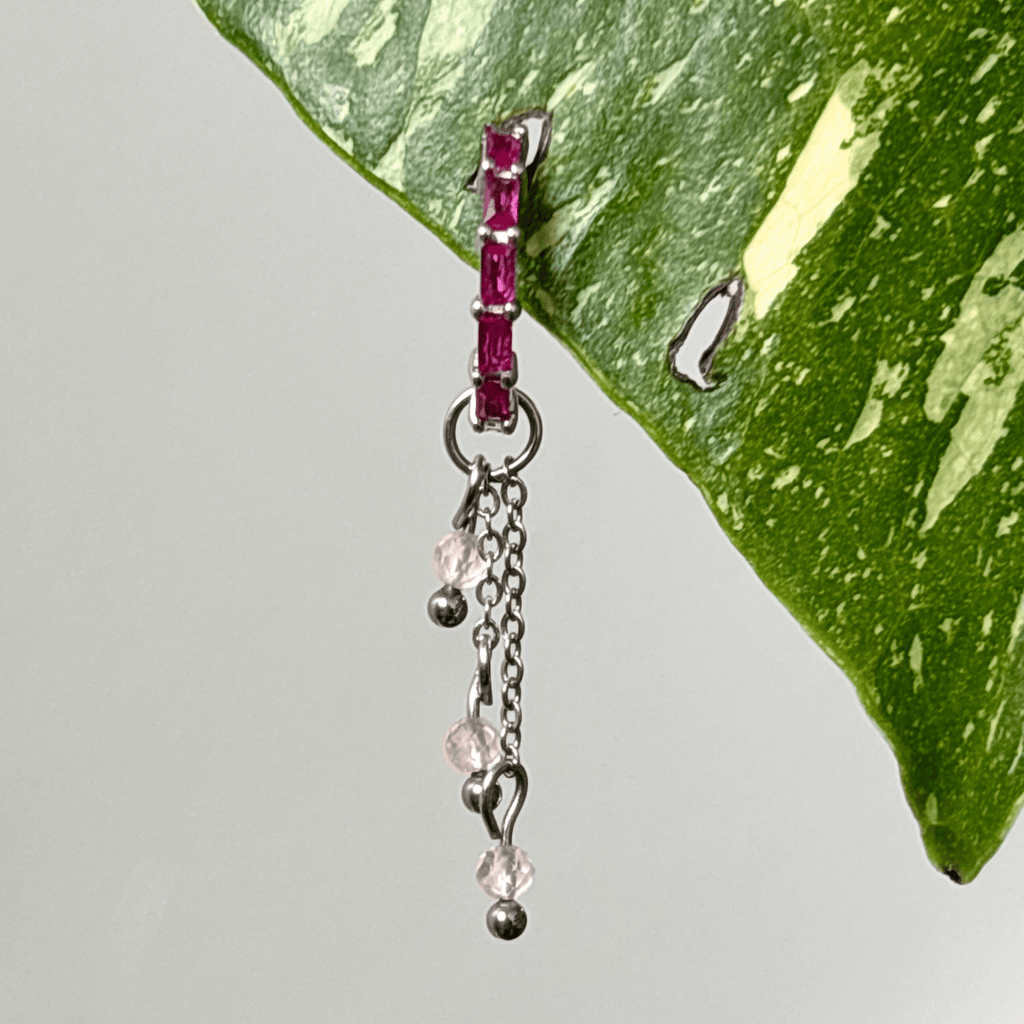 The Guide Crystals Silver | 1 PC Single Rose Quartz Lily of the Valley Crystal Earring Charm