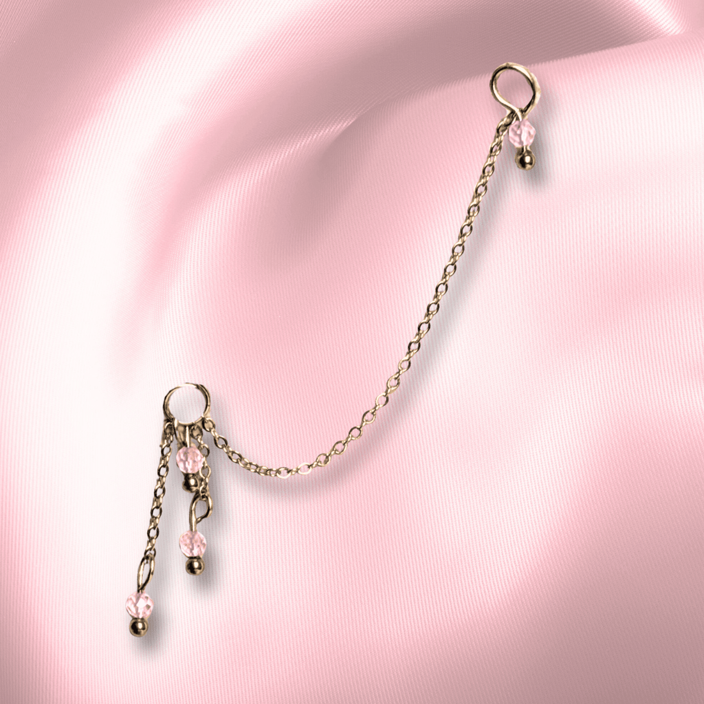 The Guide Crystals Rose Quartz Waterfall Earring Chain