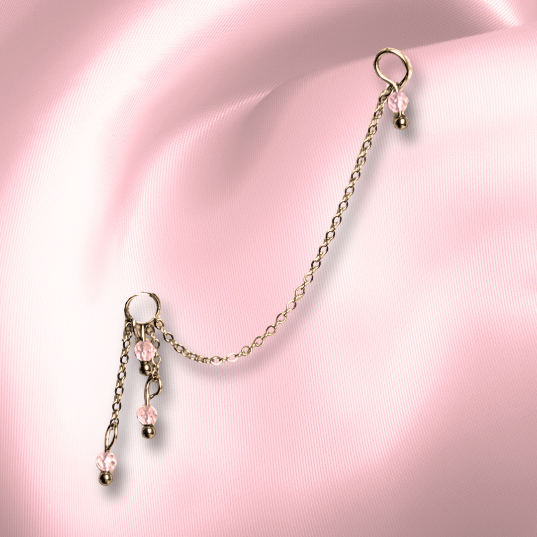 The Guide Crystals Rose Quartz Waterfall Earring Chain