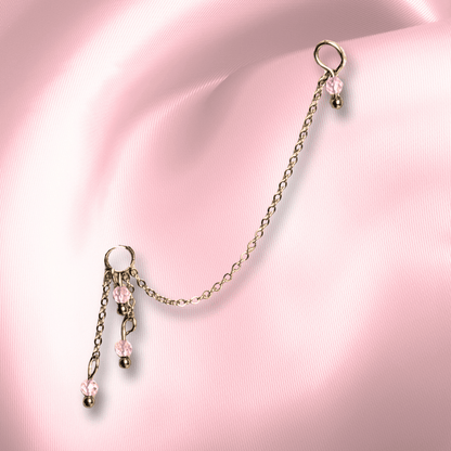 The Guide Crystals Rose Quartz Waterfall Earring Chain