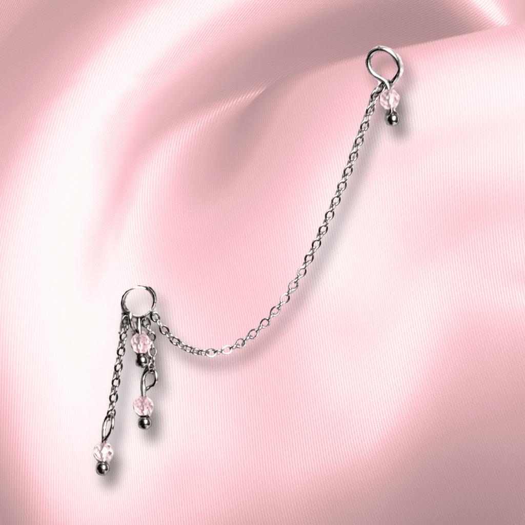 The Guide Crystals Rose Quartz Waterfall Earring Chain