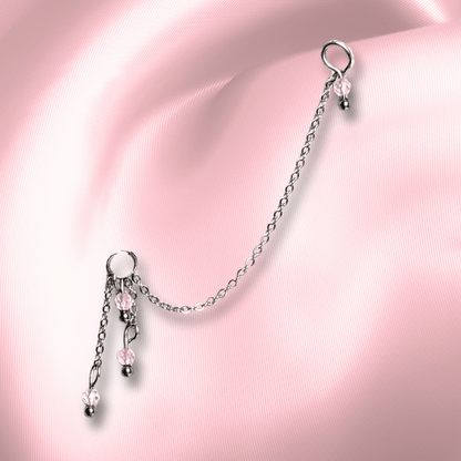 The Guide Crystals Rose Quartz Waterfall Earring Chain