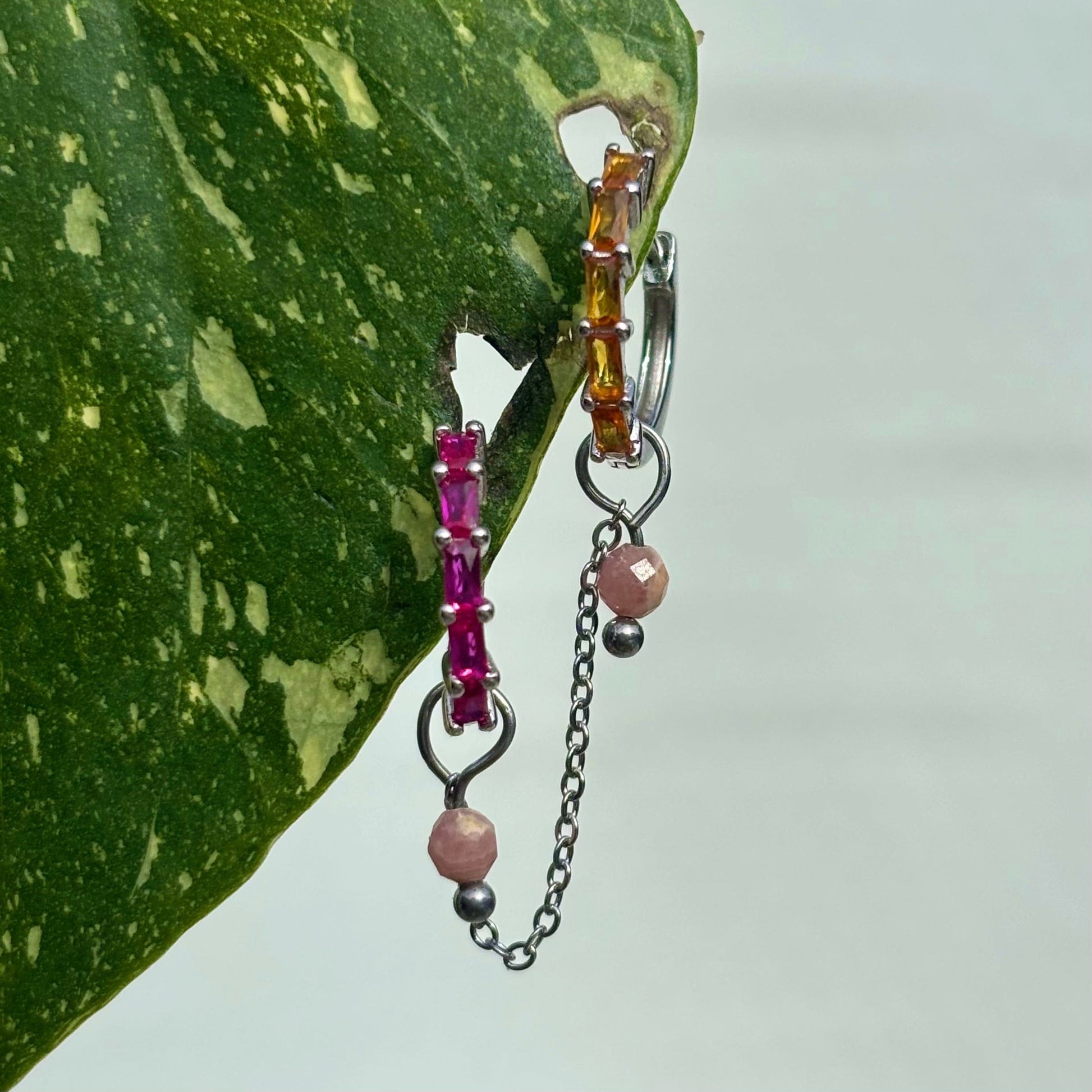 The Guide Crystals Rose Zirconia Gold Huggie Earrings