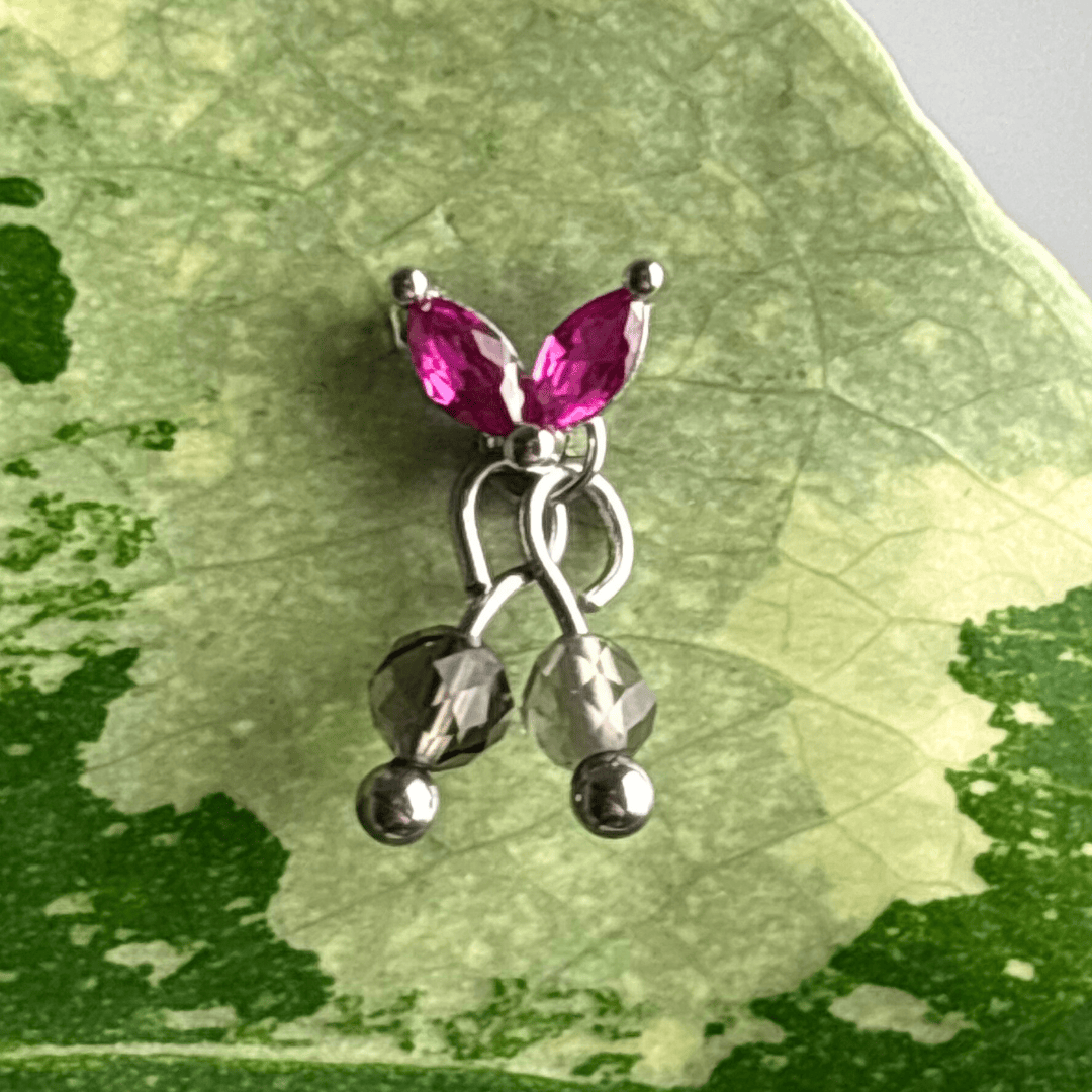 The Guide Crystals Silver | 1 PC Single Smokey Quartz Cherry Charm for Stud Earrings