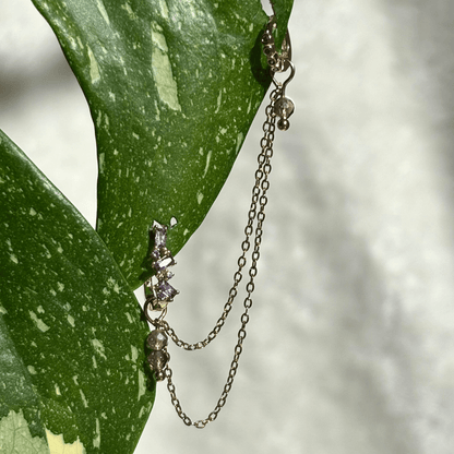 The Guide Crystals Gold | 1 PC Single Smokey Quartz Cordellia Chain Crystal Earring Charm