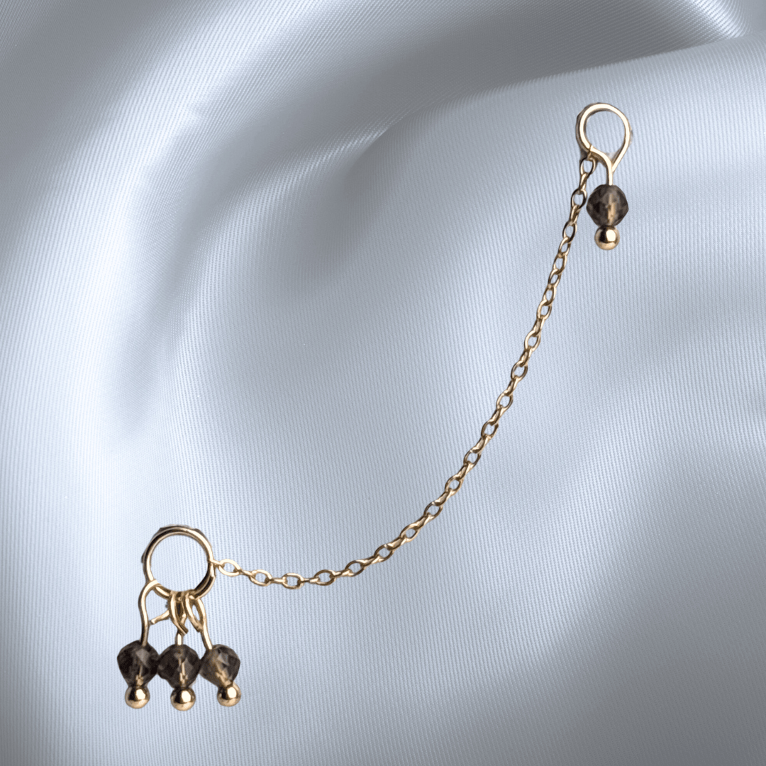 The Guide Crystals Smokey Quartz Grape Chain Earring Charm