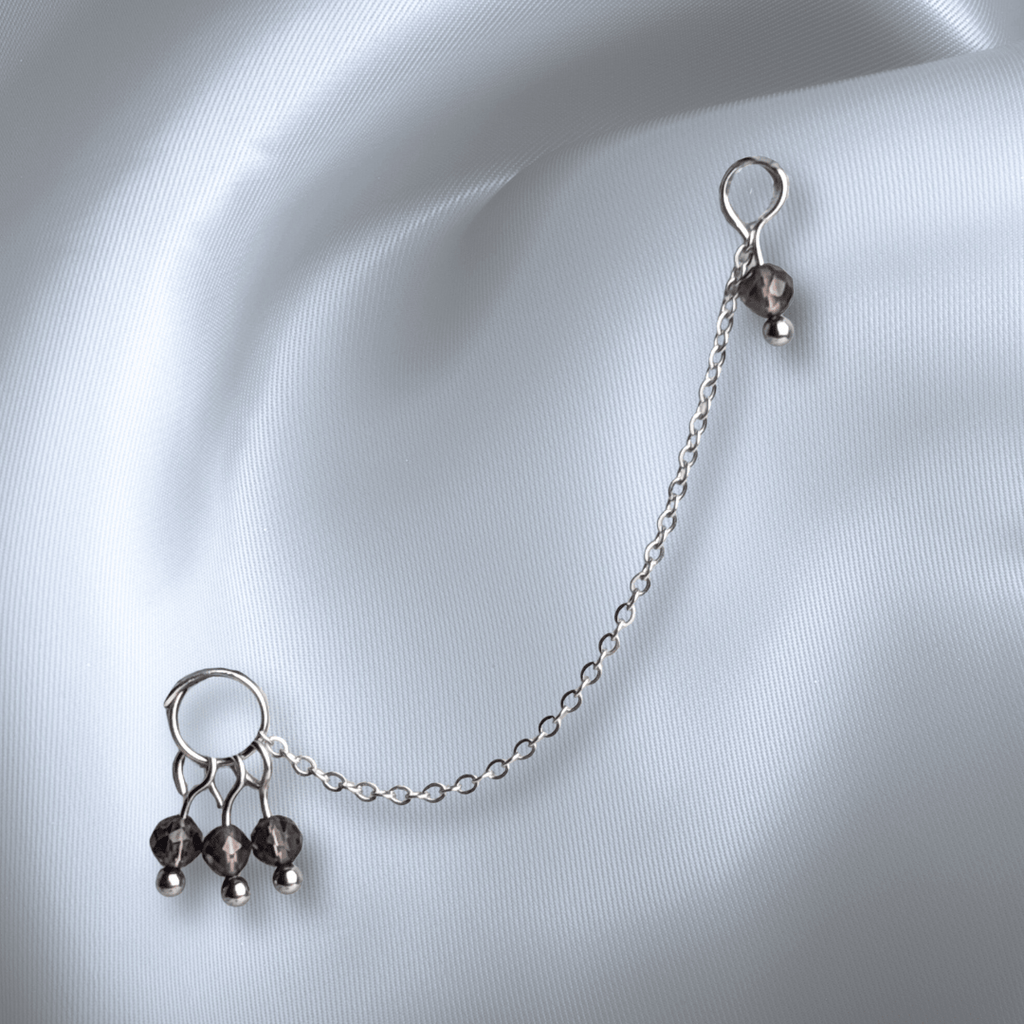 The Guide Crystals Smokey Quartz Grape Chain Earring Charm